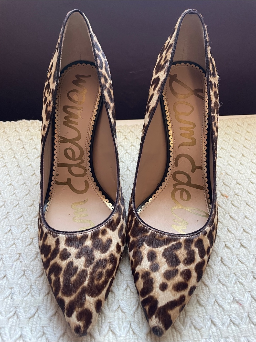 SAM EDELMAN LEOPARD COWHAIR PUMPS